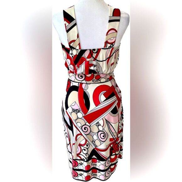 Ali Ro Wrap Dress Multicolored Abstract Pucci-like print red pink game day 0 - Picture 2 of 8